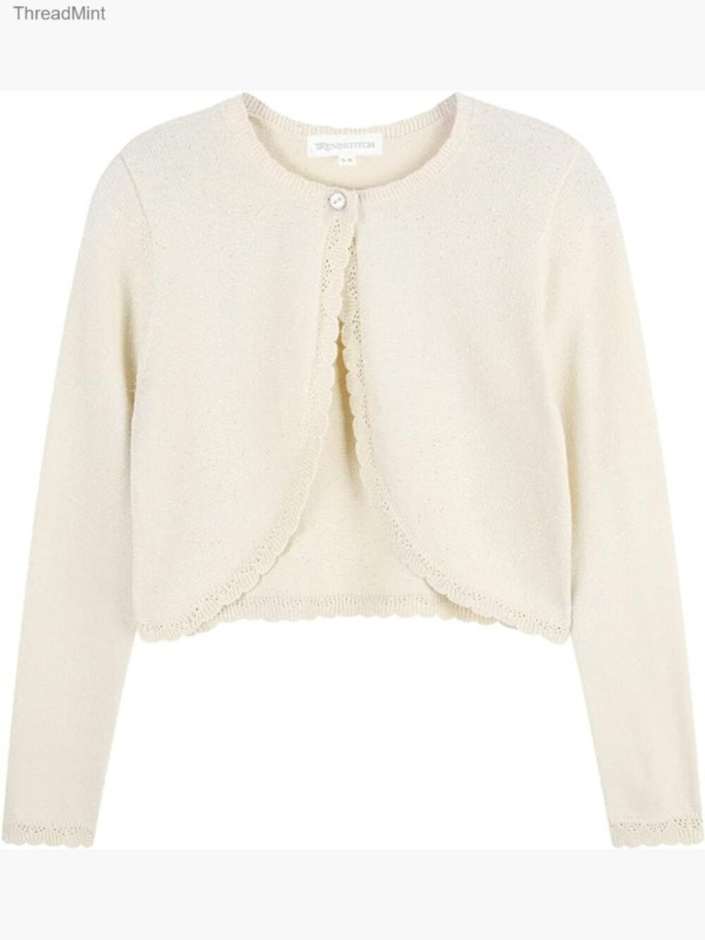 Kids Cropped Cardigan Long Sleeve Sparkle Knit Button Front Shrug